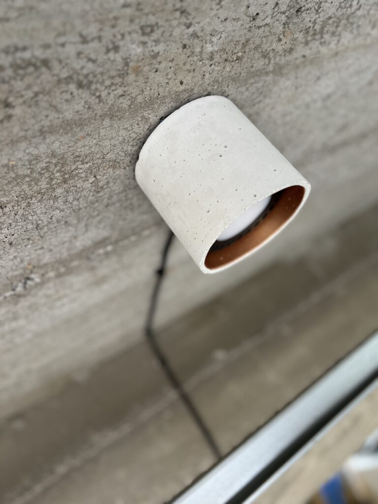 Concrete ceiling downlight. Handmade
