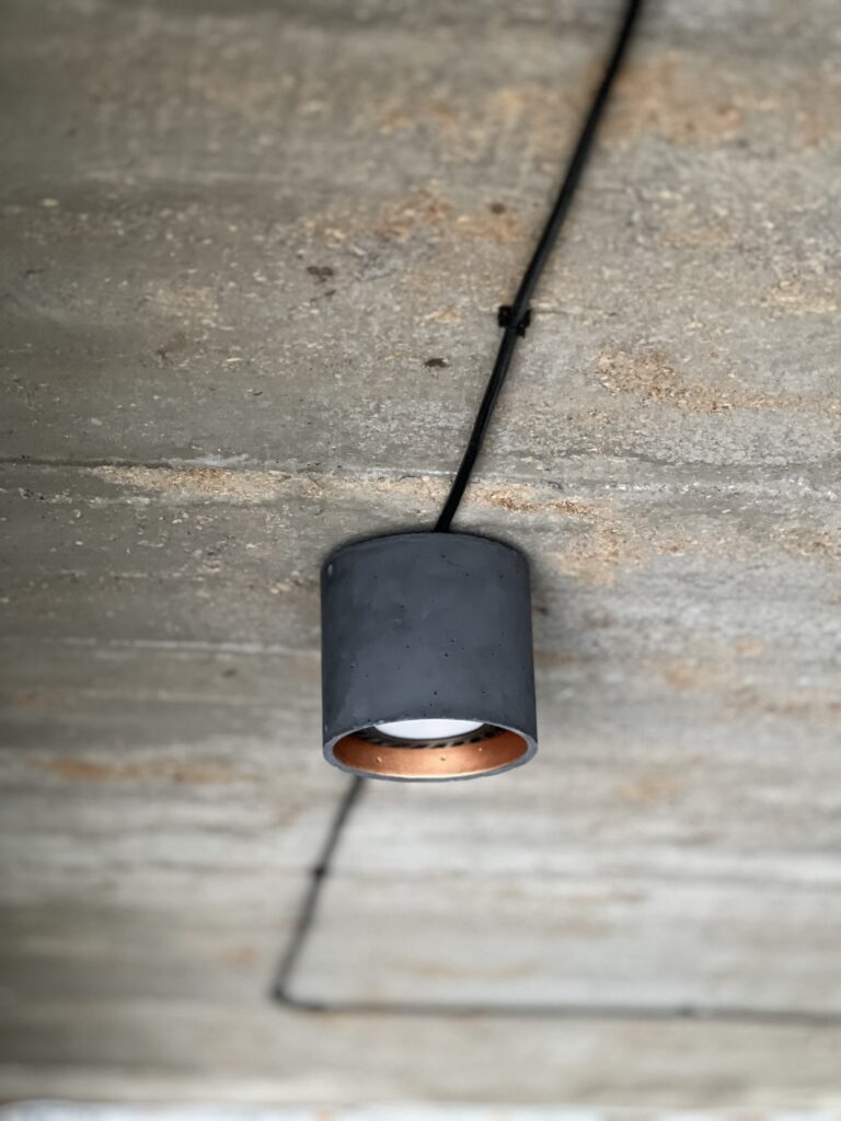 Concrete ceiling downlight. Handmade